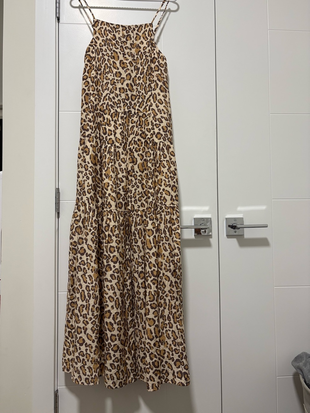 THML Leopard-Print Tiered Maxi Dress - Beige/Brown